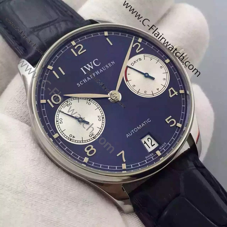 Swiss Copy Iwc Portuguese Black Face 7 Days Power Reserve Watch